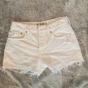Free People We the Free White Distressed Shorts